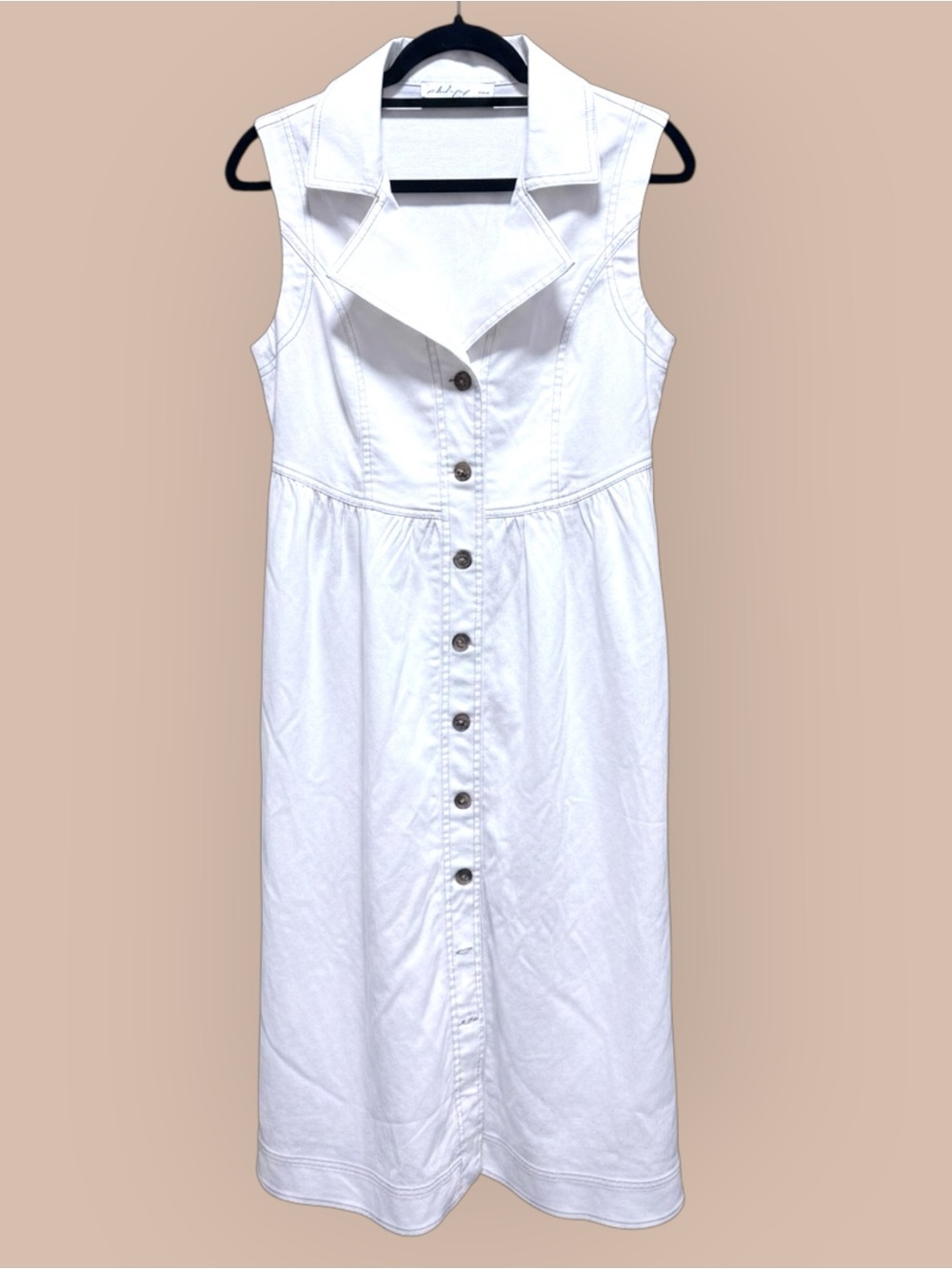 Petal & Pup White Denim Sleeveless Button-Front Midi Dress Medium NWOT